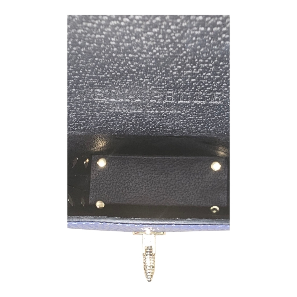 VERA PELLE Cassette Blue Mini Satchel/Crossbody with Gold Bee Accent & Chain - Picture 10 of 12